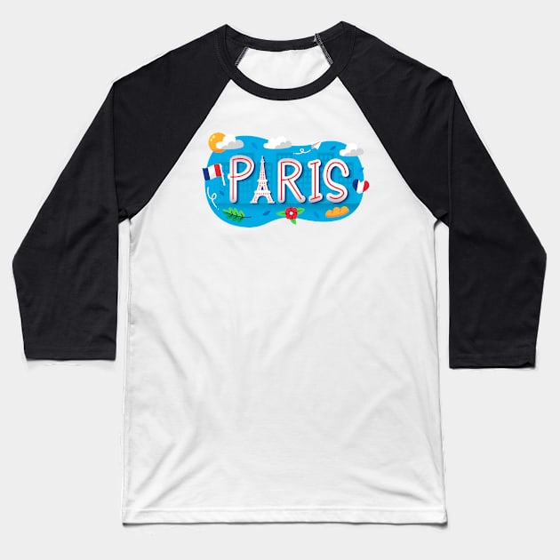 PARIS Baseball T-Shirt by Mako Design 